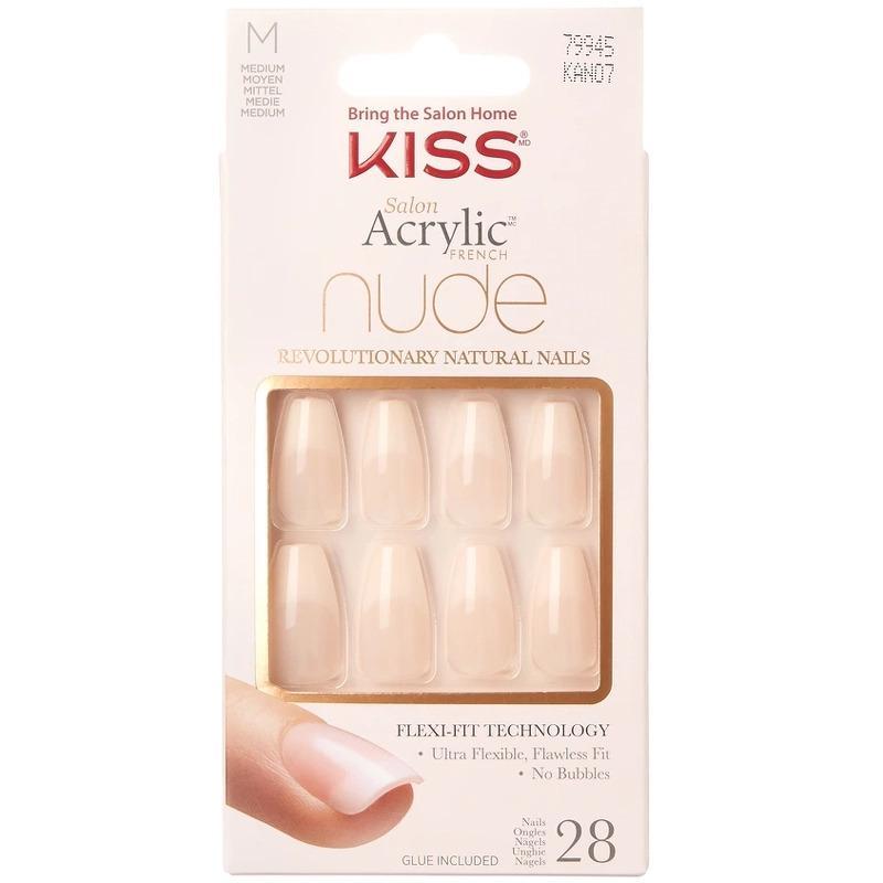 Kiss Salon Akryl Nude Franske Negle - Kan07 28 stk.