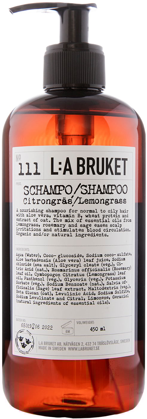 Økologisk Shampoo med Citrongræs 450 ml - L:A Bruket