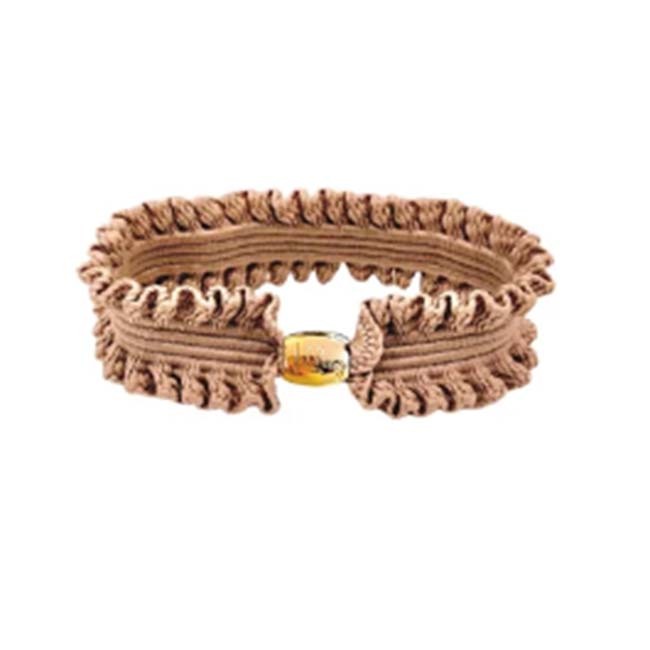 Elegant Hårelastik med Valnød og Guld Charm – Must-have!