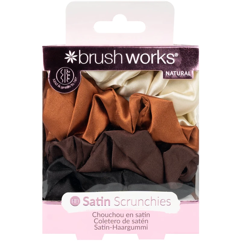 Brushworks Natural Satin Scrunchies   Pieces